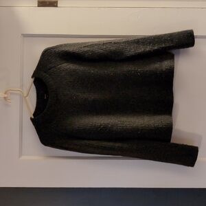 Quince Women's Mongolian Cashmere Fisherman Crewneck Sweater, Charcoal Gray, XS